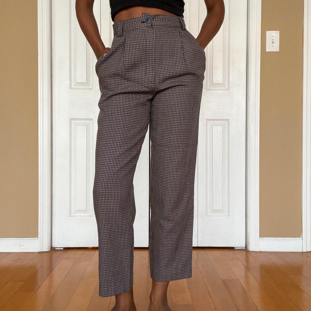 Biagio Women's Brown and Grey Wool Trousers